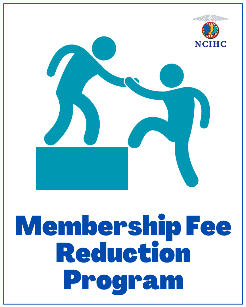 Membership Fee Reduction program logo showing one person helping another person up